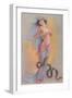 Snake and Woman with Hands on Breasts-null-Framed Art Print