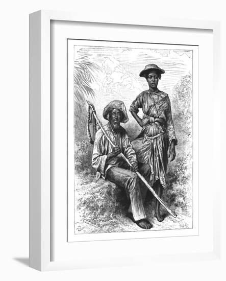 Snake Catcher and Charcoal Girl, Martinique, C1890-null-Framed Giclee Print