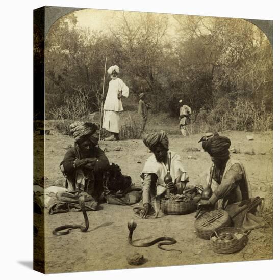 Snake Charmers, Delhi, India-Underwood & Underwood-Stretched Canvas