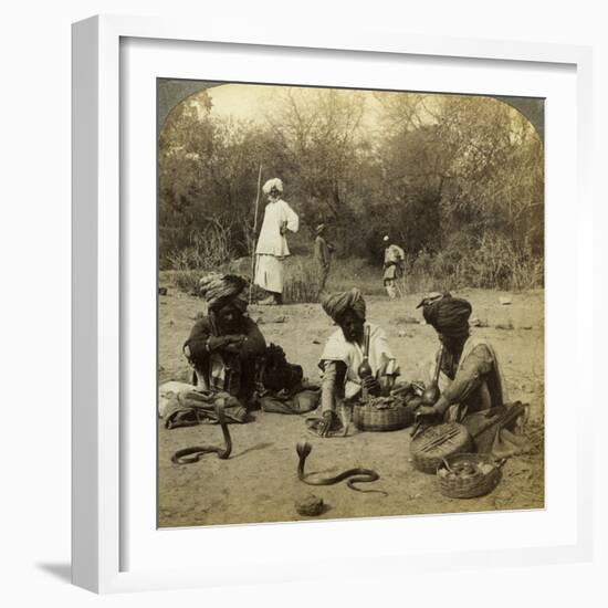 Snake Charmers, Delhi, India-Underwood & Underwood-Framed Photographic Print