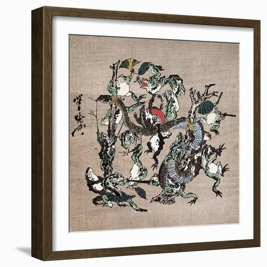 Snake Extermination of by Frog-Kyosai Kawanabe-Framed Giclee Print