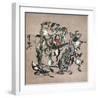 Snake Extermination of by Frog-Kyosai Kawanabe-Framed Giclee Print