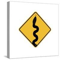 Snake in Road Sign-J Hovenstine Studios-Stretched Canvas