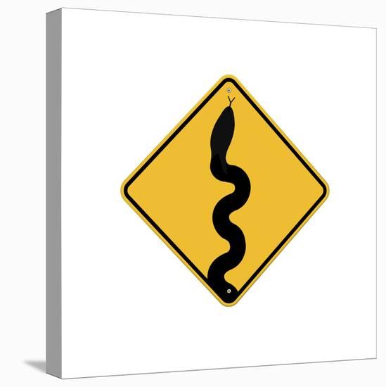 Snake in Road Sign-J Hovenstine Studios-Stretched Canvas