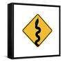 Snake in Road Sign-J Hovenstine Studios-Framed Stretched Canvas