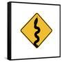 Snake in Road Sign-J Hovenstine Studios-Framed Stretched Canvas