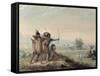 Snake Indians Testing Bows, 1837-Alfred Jacob Miller-Framed Stretched Canvas