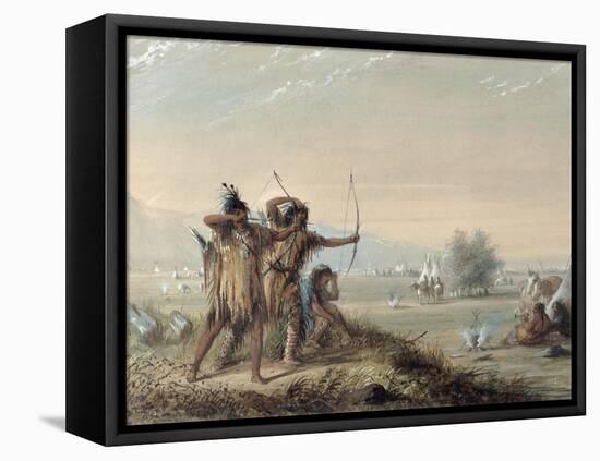 Snake Indians Testing Bows, 1837-Alfred Jacob Miller-Framed Stretched Canvas