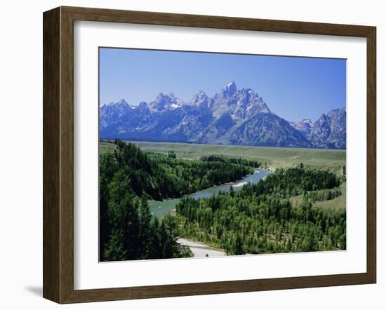 Snake River Cutting Through Terrace 2000M Below Summits, Grand Teton National Park, Wyoming, USA-Tony Waltham-Framed Photographic Print