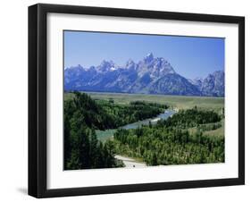 Snake River Cutting Through Terrace 2000M Below Summits, Grand Teton National Park, Wyoming, USA-Tony Waltham-Framed Photographic Print