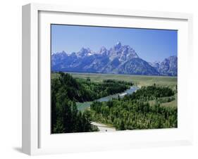 Snake River Cutting Through Terrace 2000M Below Summits, Grand Teton National Park, Wyoming, USA-Tony Waltham-Framed Photographic Print