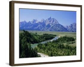 Snake River Cutting Through Terrace 2000M Below Summits, Grand Teton National Park, Wyoming, USA-Tony Waltham-Framed Photographic Print