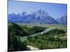 Snake River Cutting Through Terrace 2000M Below Summits, Grand Teton National Park, Wyoming, USA-Tony Waltham-Mounted Photographic Print