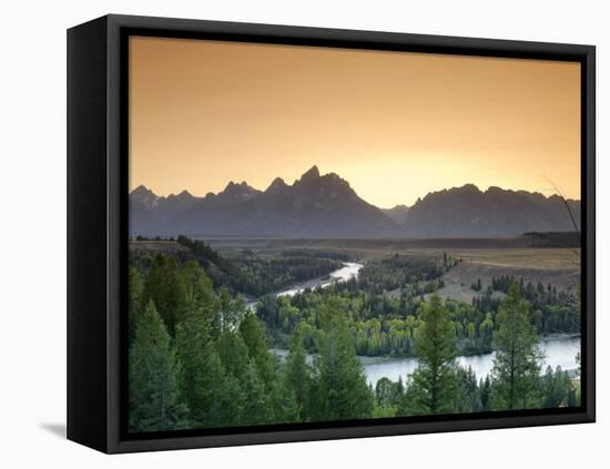 Snake River Overlook and Teton Mountain Range, Grand Teton National Park, Wyoming, USA-Michele Falzone-Framed Stretched Canvas