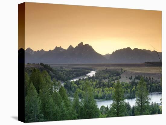 Snake River Overlook and Teton Mountain Range, Grand Teton National Park, Wyoming, USA-Michele Falzone-Stretched Canvas