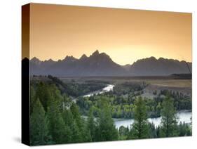 Snake River Overlook and Teton Mountain Range, Grand Teton National Park, Wyoming, USA-Michele Falzone-Stretched Canvas