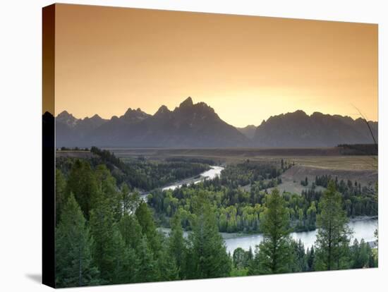 Snake River Overlook and Teton Mountain Range, Grand Teton National Park, Wyoming, USA-Michele Falzone-Stretched Canvas