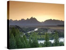 Snake River Overlook and Teton Mountain Range, Grand Teton National Park, Wyoming, USA-Michele Falzone-Stretched Canvas