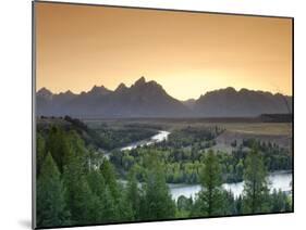 Snake River Overlook and Teton Mountain Range, Grand Teton National Park, Wyoming, USA-Michele Falzone-Mounted Photographic Print