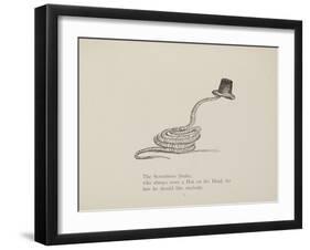 Snake Wearing a Hat From a Collection Of Poems and Songs by Edward Lear-Edward Lear-Framed Giclee Print