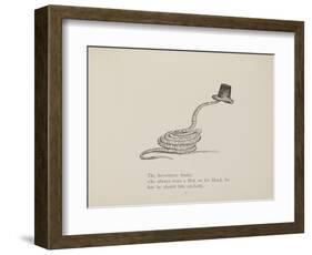 Snake Wearing a Hat From a Collection Of Poems and Songs by Edward Lear-Edward Lear-Framed Giclee Print