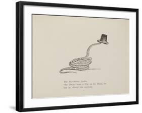 Snake Wearing a Hat From a Collection Of Poems and Songs by Edward Lear-Edward Lear-Framed Giclee Print