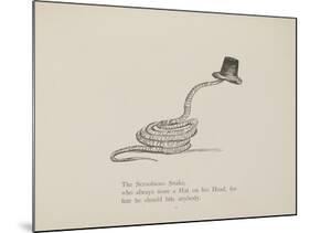 Snake Wearing a Hat From a Collection Of Poems and Songs by Edward Lear-Edward Lear-Mounted Giclee Print