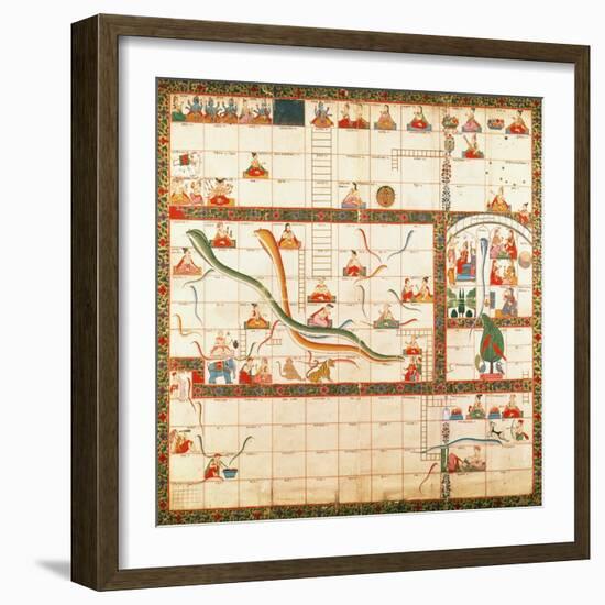 Snakes and Ladders, the Path to Heaven or Hell, Mid 18th Century-null-Framed Giclee Print