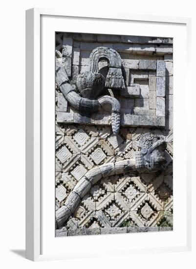 Snakes, Relief on the West Wing, Nunnery Quadrangle, Uxmal Archaeological Site-null-Framed Photographic Print