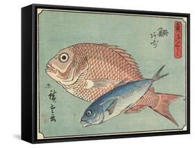 Snapper and Horse Mackerel, 1830-1844-Utagawa Hiroshige-Framed Stretched Canvas