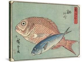 Snapper and Horse Mackerel, 1830-1844-Utagawa Hiroshige-Stretched Canvas