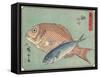 Snapper and Horse Mackerel, 1830-1844-Utagawa Hiroshige-Framed Stretched Canvas