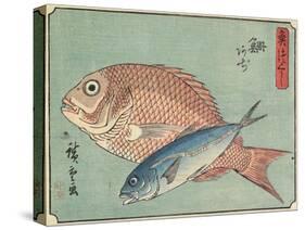 Snapper and Horse Mackerel, 1830-1844-Utagawa Hiroshige-Stretched Canvas