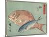 Snapper and Horse Mackerel, 1830-1844-Utagawa Hiroshige-Mounted Giclee Print