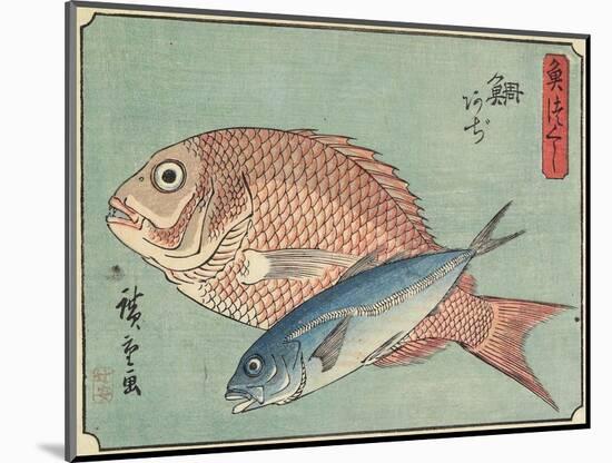 Snapper and Horse Mackerel, 1830-1844-Utagawa Hiroshige-Mounted Giclee Print