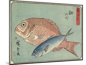 Snapper and Horse Mackerel, 1830-1844-Utagawa Hiroshige-Mounted Giclee Print