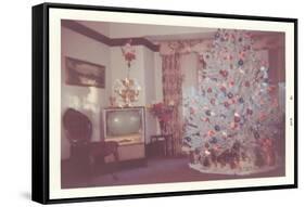 Snapshot of Christmas Tree in Living Room-null-Framed Stretched Canvas