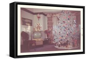 Snapshot of Christmas Tree in Living Room-null-Framed Stretched Canvas