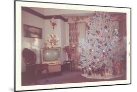 Snapshot of Christmas Tree in Living Room-null-Mounted Art Print