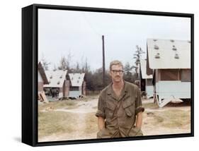 Snapshot of Us Army Soldier on Base in Vietnam, Ca. 1970-null-Framed Stretched Canvas
