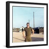 Snapshot of Us Army Soldier on Base in Vietnam, Ca. 1970-null-Framed Photographic Print