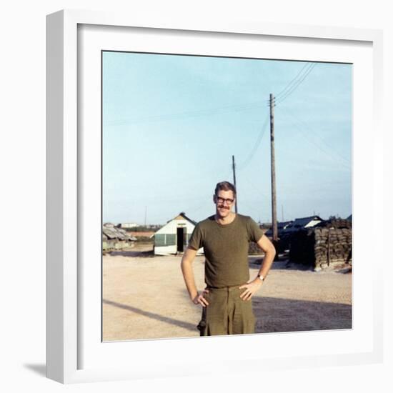 Snapshot of Us Army Soldier on Base in Vietnam, Ca. 1970-null-Framed Photographic Print