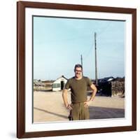 Snapshot of Us Army Soldier on Base in Vietnam, Ca. 1970-null-Framed Photographic Print