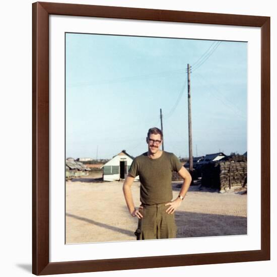 Snapshot of Us Army Soldier on Base in Vietnam, Ca. 1970-null-Framed Photographic Print