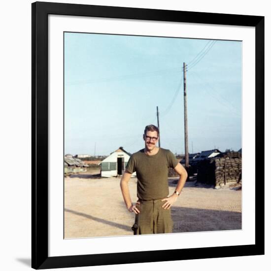 Snapshot of Us Army Soldier on Base in Vietnam, Ca. 1970-null-Framed Photographic Print