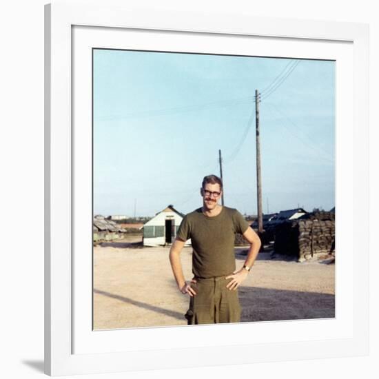 Snapshot of Us Army Soldier on Base in Vietnam, Ca. 1970-null-Framed Photographic Print