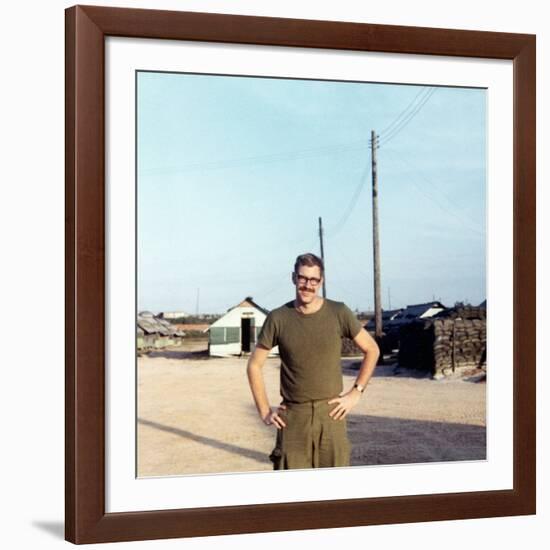 Snapshot of Us Army Soldier on Base in Vietnam, Ca. 1970-null-Framed Photographic Print