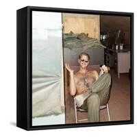 Snapshot of Vietnam War Soldier Relaxing on Base, Ca. 1970-null-Framed Stretched Canvas