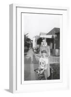 Snapshot of Woman, Son and Dog-null-Framed Art Print