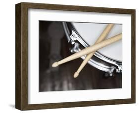 Snare Drum and Drumsticks-Roy McMahon-Framed Photographic Print